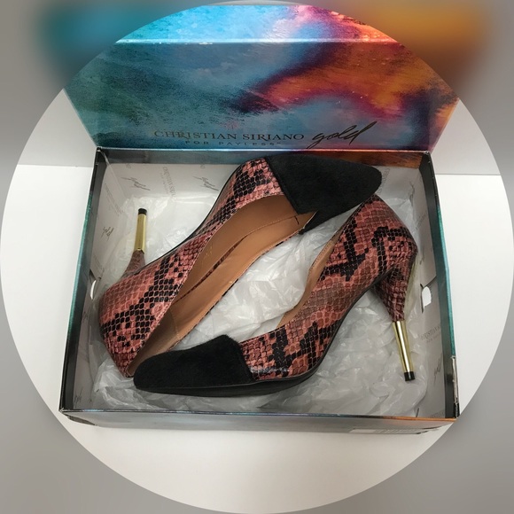 EUC CHRISTIAN SIRIANO Cap Snake Print Pink Heels👠 - Picture 5 of 8
